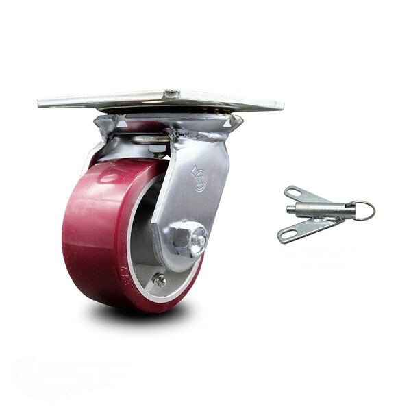 4 Inch Heavy Duty Poly on Aluminum Caster with Roller Bearing and Swivel Lock